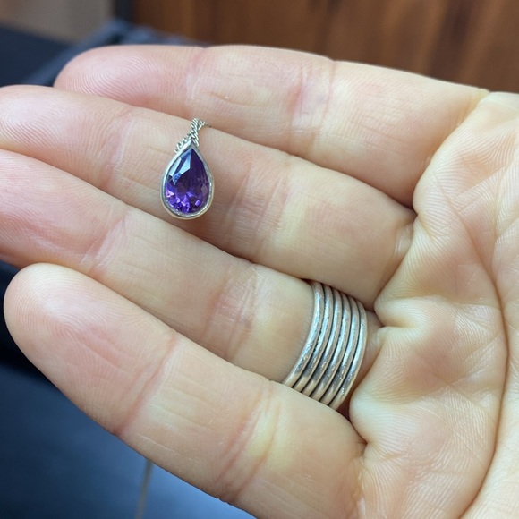 Purple Drop Stone Necklace - Picture 6 of 6